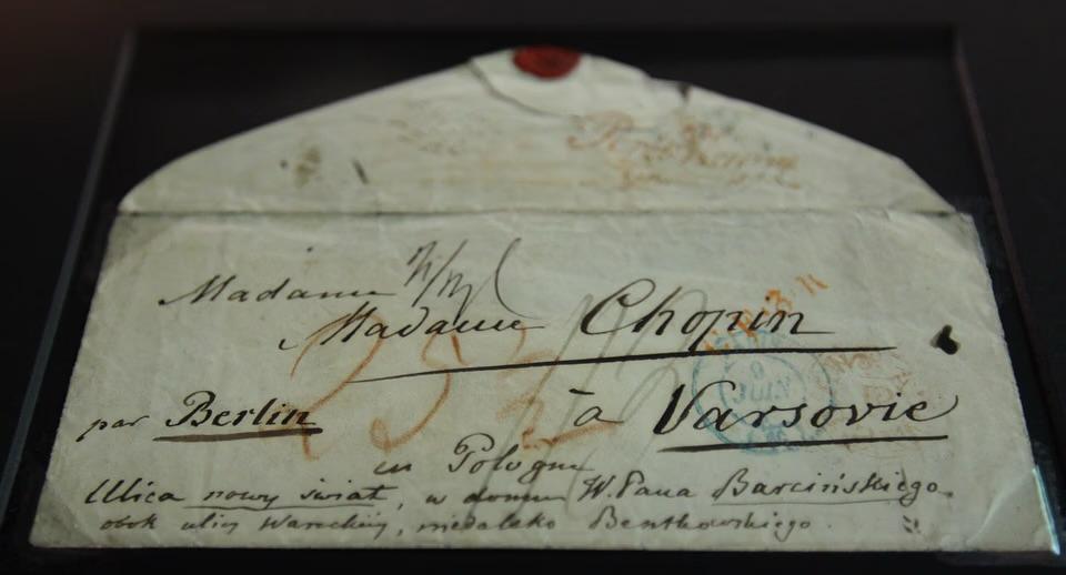 koperta listu Fryderyka Chopina do matki wysłana do Warszawy z emigracji