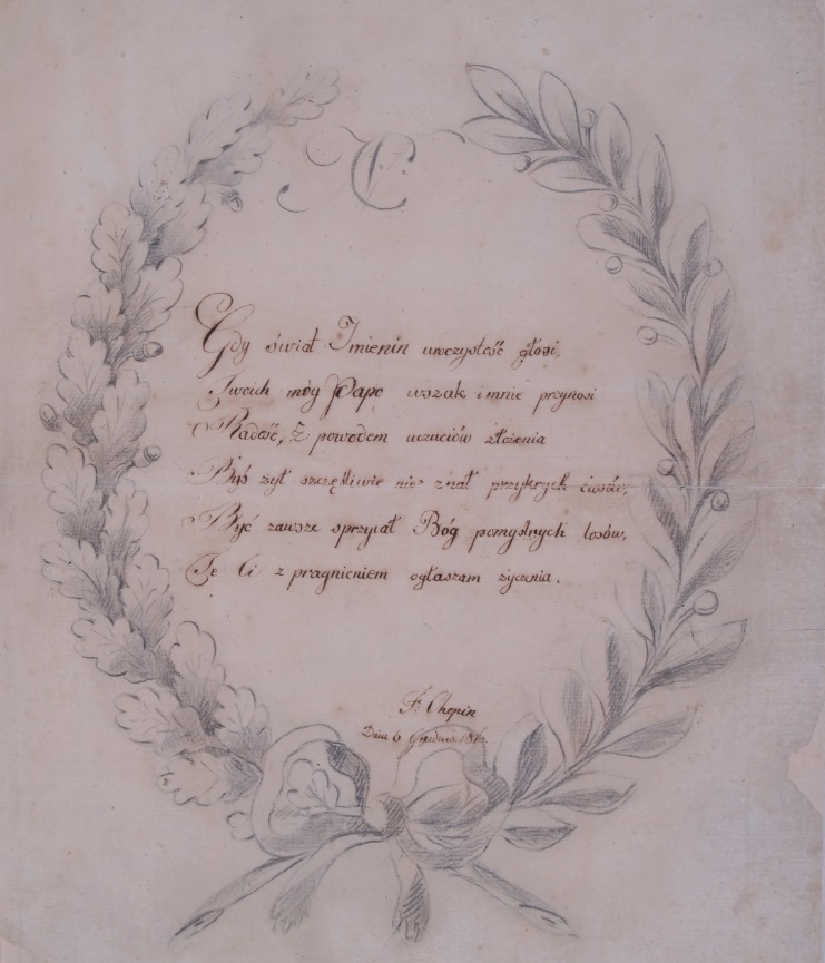 laurka małego Fryderyka Chopina dla ojcca