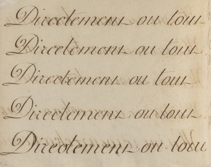 karta z zeszytu do kaligrafii Chopina z ćwiczeniami kaligraficznymi Fryderyka Chopina