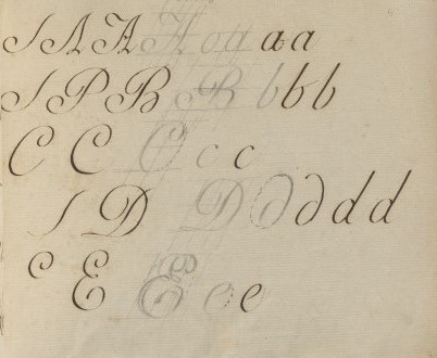 karta z zeszytu do kaligrafii Chopina z ćwiczeniami kaligraficznymi Fryderyka Chopina